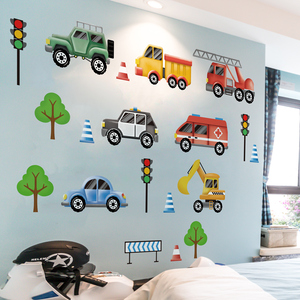 墙纸自粘小汽车男孩儿童房宝宝婴儿早教墙贴纸墙面装饰布置幼儿园