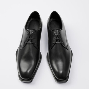 WALK ZARA新款 男鞋 黑色几何形鞋底牛皮革鞋子正装商务真皮皮鞋