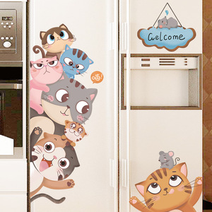 北欧创意厨房冰箱贴纸卡通可爱装饰贴画空调改造翻新贴自粘可移除