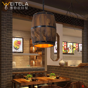 美式乡村复古创意木桶吊灯酒窖主题餐厅咖啡厅网吧酒吧木艺灯具
