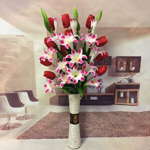 家居饰品高档香水百合仿真花束客厅落地装饰花假花绢花pu花郁金香 阿里巴巴找货神器