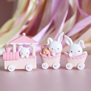 网红小白兔熊汽车蛋糕摆件狮子座兔子火车烘焙插件儿童生日派对帽