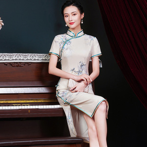 旗袍春装2021年新款改良版年轻款少女复古中国风长款气质日常可穿