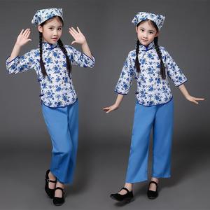 喜庆儿童演出服春节小背篓采蘑菇的小姑娘舞蹈元旦表演服村姑服装