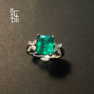 铄果珠宝 2克拉天然祖母绿戒指彩色宝石18K金镶钻 时尚大方需定制