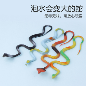 蛇玩具泡水会变大的软胶仿真假蛇模型创意新奇吸水长大膨胀小玩具