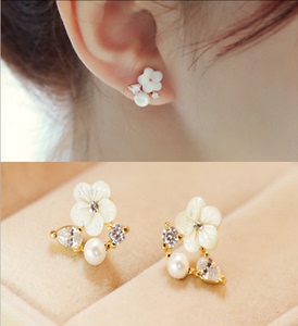 韩版时尚饰品可爱五叶花瓣花朵精致无耳洞耳夹 气质 耳钉耳环女