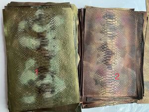 牛皮蟒蛇花纹花皮裁片，20*30cm厚约为0.9*1.4mm钱包DIY制作皮料