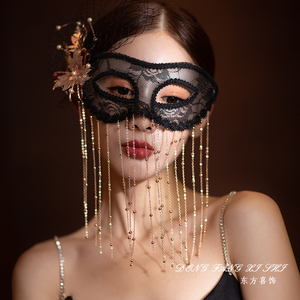 面具半脸女黑色蕾丝性感高颜值神秘感化妆舞会派对年会晚礼服眼罩