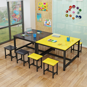 幼儿园小学生辅导班彩色课桌椅手工美术桌补习班儿童绘画室培训桌