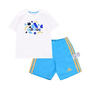 阿迪达斯童装婴童运动休闲短袖短裤两件套装IS2680 IS2682 IS2681