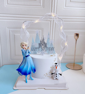 烘焙蛋糕装饰魔法冰雪公主女生生日蛋糕摆件冰山雪花城堡插件