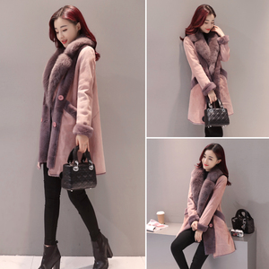 2016冬季新款女装韩版显瘦加厚棉袄中长款羊羔毛…