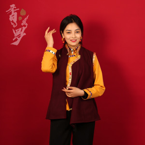 女士新款毛呢藏服马甲包边藏服衬衫 藏衣西藏服舞蹈演出藏族外套