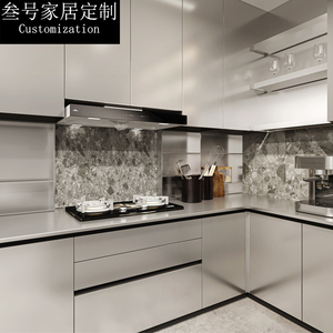 北京整体304全不锈钢橱柜定制现代简约开放式厨房0甲醛灶台柜定做