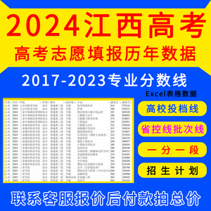 江西省2024年高考志愿填报指南高校专业录取分数线投档线Excel表