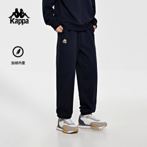 Kappa卡帕复古运动休闲裤新款男加绒长裤收口小脚卫裤K0D72AK03