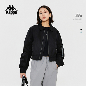 Kappa卡帕背靠背夹克女2024新款美式复古休闲开衫运动服梭织外套