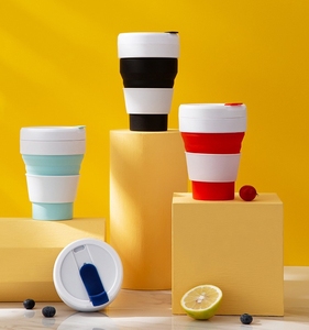 定制logo活动促销礼品户外折叠咖啡杯创意水杯伸缩杯硅胶折叠水杯