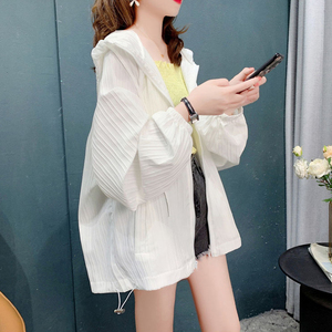 夏季新款白色防晒衫女韩版慵懒大码宽松薄款孕妇外套遮肉上衣女潮