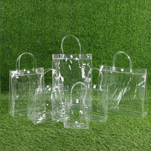 现货PVC塑料可按扣手提袋多规格饮料包装袋透明立体礼品袋批发