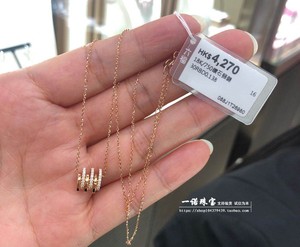 香港六福珠宝专柜正品18K750玫瑰金小蛮腰钻石一体套链小蛮腰项链