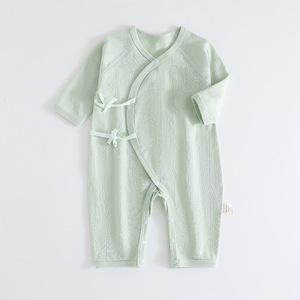 新生婴儿儿衣服夏季薄款和尚服连体衣纯棉男女宝宝蝴蝶衣纯色护肚