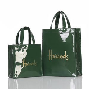 新款 pvc shopping bag墨绿色金字大容量防水购物袋环保袋手提包