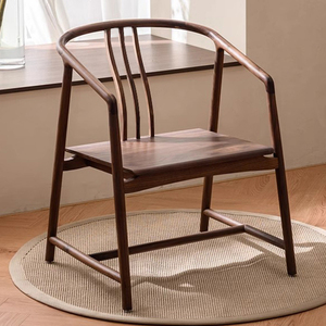 新中式靠背椅子北美白蜡木茶椅太师椅实木圈椅禅意主人椅扶手餐椅