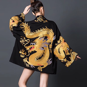 男女同款精美刺绣龙袍复古中国风厂家定制高级金丝线绣花汉服外套
