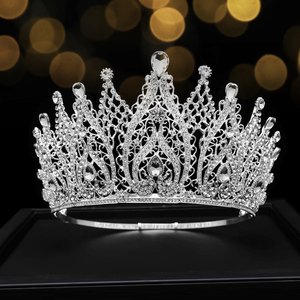 新款奢华水晶新娘大皇冠欧式世界小姐选美比赛加冕可调节王冠头饰