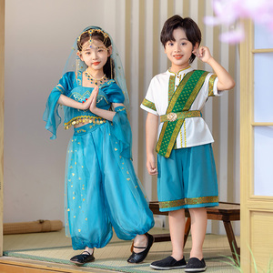 傣族服装男童少数民族异域风西双版纳泰国女童印度舞蹈演出服儿童