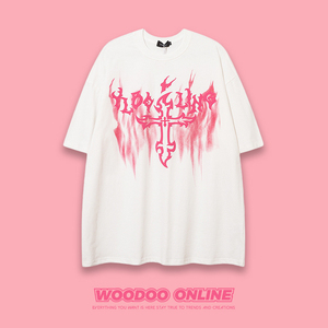 火焰纹章 WOODOO 设计师品牌 美式暗黑风创意字母印花 男女T恤
