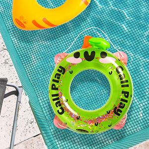 科答鸭度假系列儿童游泳圈 ins风高颜值泳池沙滩双层宝宝可爱绿色