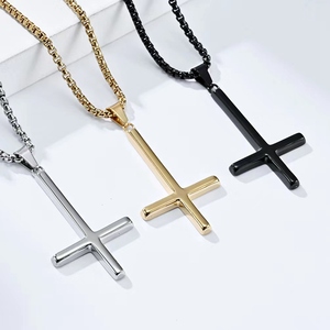 欧美嘻哈男潮ins圣彼得倒十字架项链男女个性钛钢吊坠简约配饰品