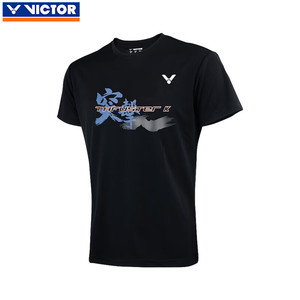威克多（VICTOR）胜利羽毛球服短袖T-39005 黑色&白色 透气款