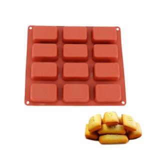 12连孔长方形圆角diy手工皂小样巧克力糖果甜品饼干蛋糕烘培模具