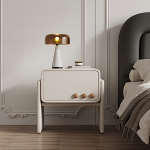 梅尔托床头柜简约现代奶油风小柜子诧寂风法式复古实木小型床边柜