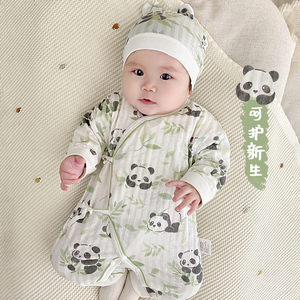 0一3月婴儿衣服夏季纯棉夏天空调服刚出生婴幼儿连体衣宝宝和尚服