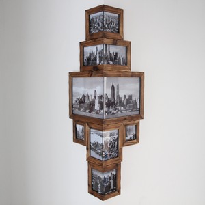 美式客厅复古相框创意挂墙组合个性实木照片墙转角相框 像框画框