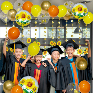 幼儿园开学迎新典礼环境布置向日葵拉花气球创意挂饰晚会背景装饰