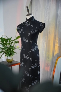 （彼岸）春夏新款新中式古法开襟旗袍复古文艺黑色连衣裙女日常可