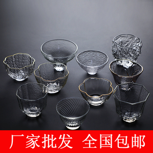 日式玻璃锤纹品茗杯耐热功道主人小茶杯功夫茶具个人日本公道单杯
