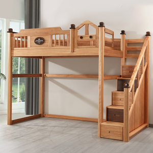 红檀木儿童床高架床上床下空组合床全实木床成人架子床可定制家具