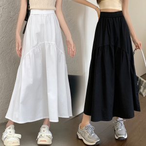 无托腹孕妇白色半身裙女夏季2024新款韩版设计感中长款大摆长裙夏