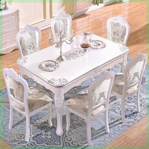 欧式餐桌椅组合实木长方形大理石简约现代4人6人小户型家用饭桌子