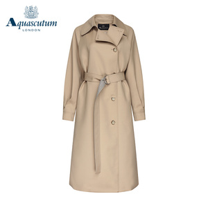 Aquascutum/雅格狮丹秋冬保暖女士系带宽松长风衣外套Q45I6EL011