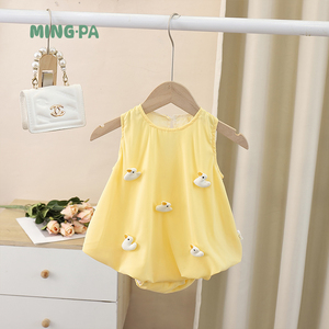夏天婴儿衣服可爱鸭子连衣裙女宝宝夏装洋气黄色背心裙夏季薄裙子