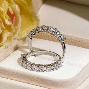 培育钻石裸钻铂金Pt950婚戒指七颗九颗女排钻戒指叠戴单带款婚戒