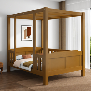 仿古实木双人床现代简约民宿定制四柱架子床1.8米新中式主卧家具
